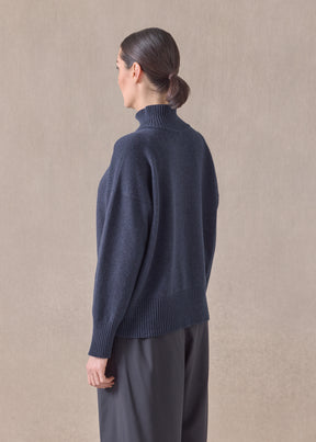 cashmere small long sleeve high neck sweater - mid