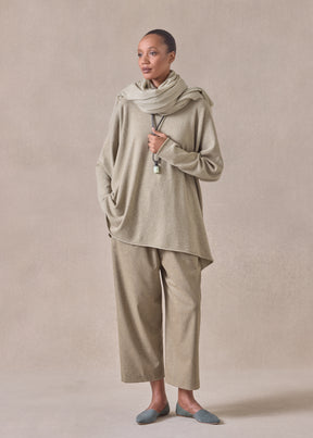 cashmere a-line bateau neck sweater - long