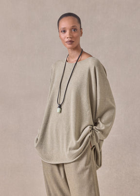 cashmere a-line bateau neck sweater - long