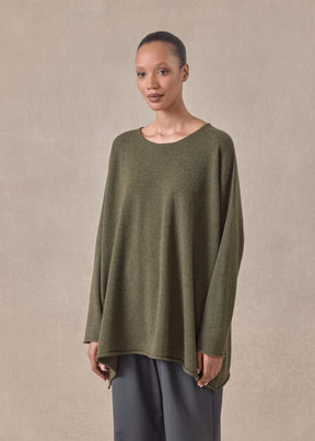 cashmere a-line bateau neck sweater - long