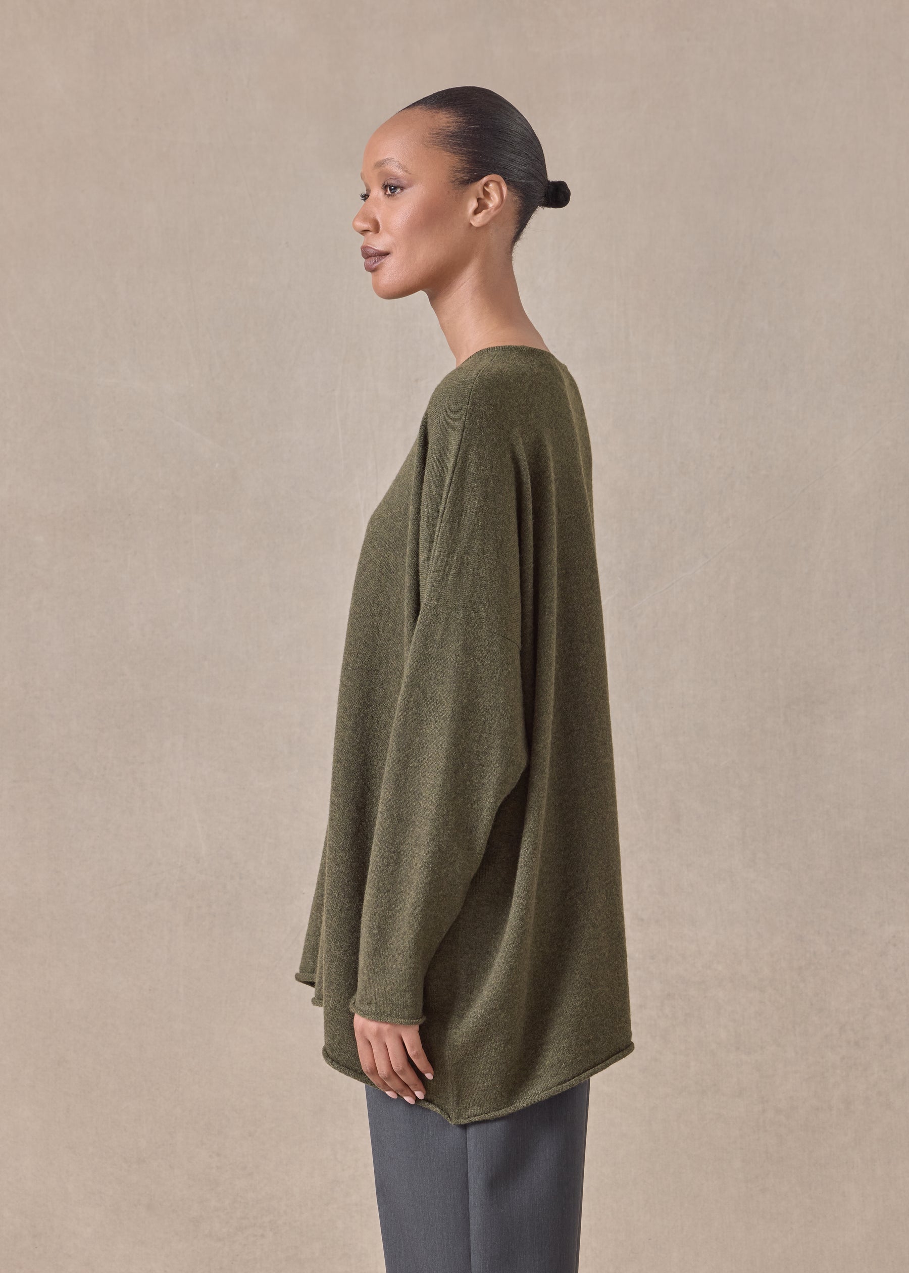 cashmere a-line bateau neck sweater - long