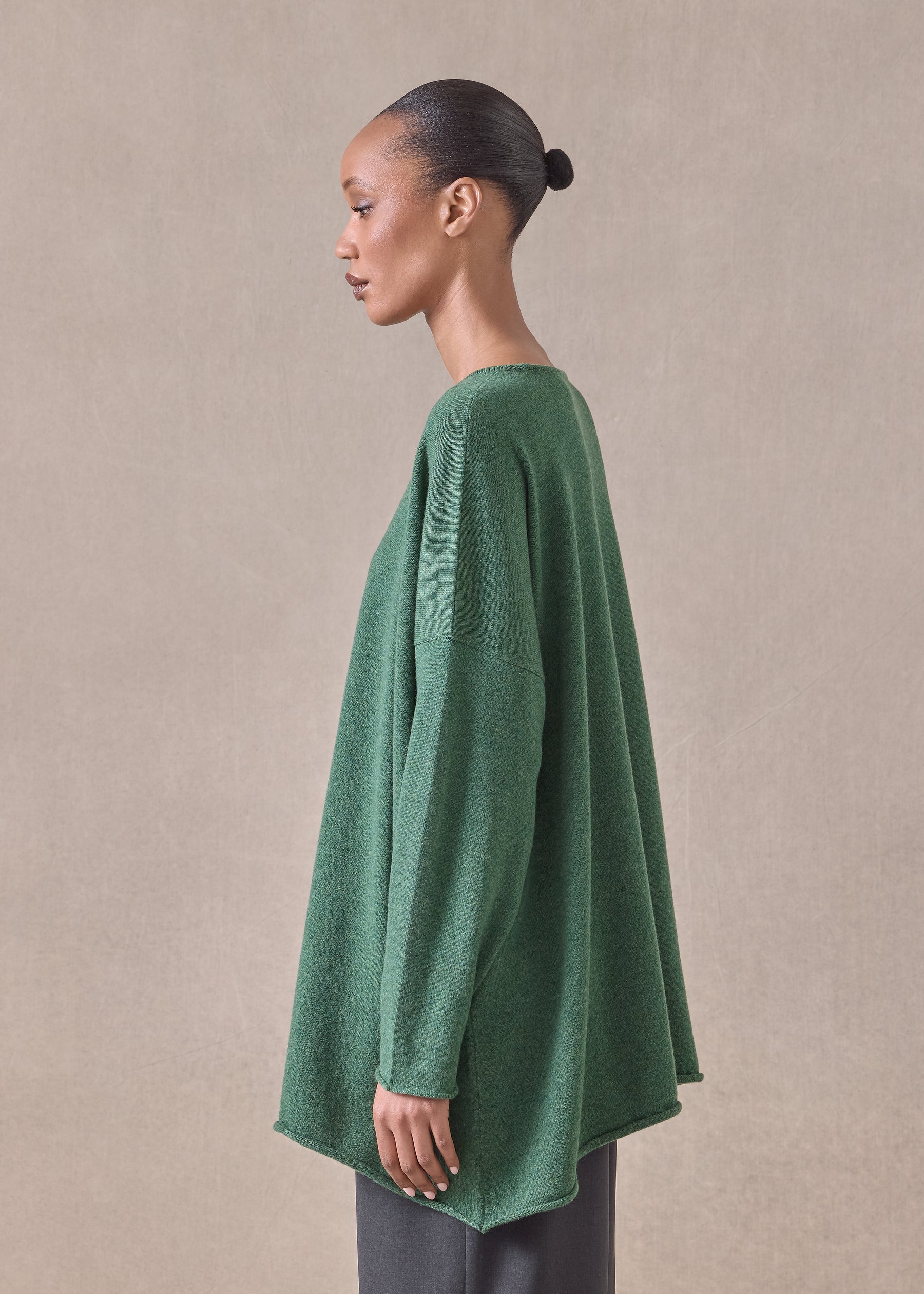 cashmere a-line bateau neck sweater - long