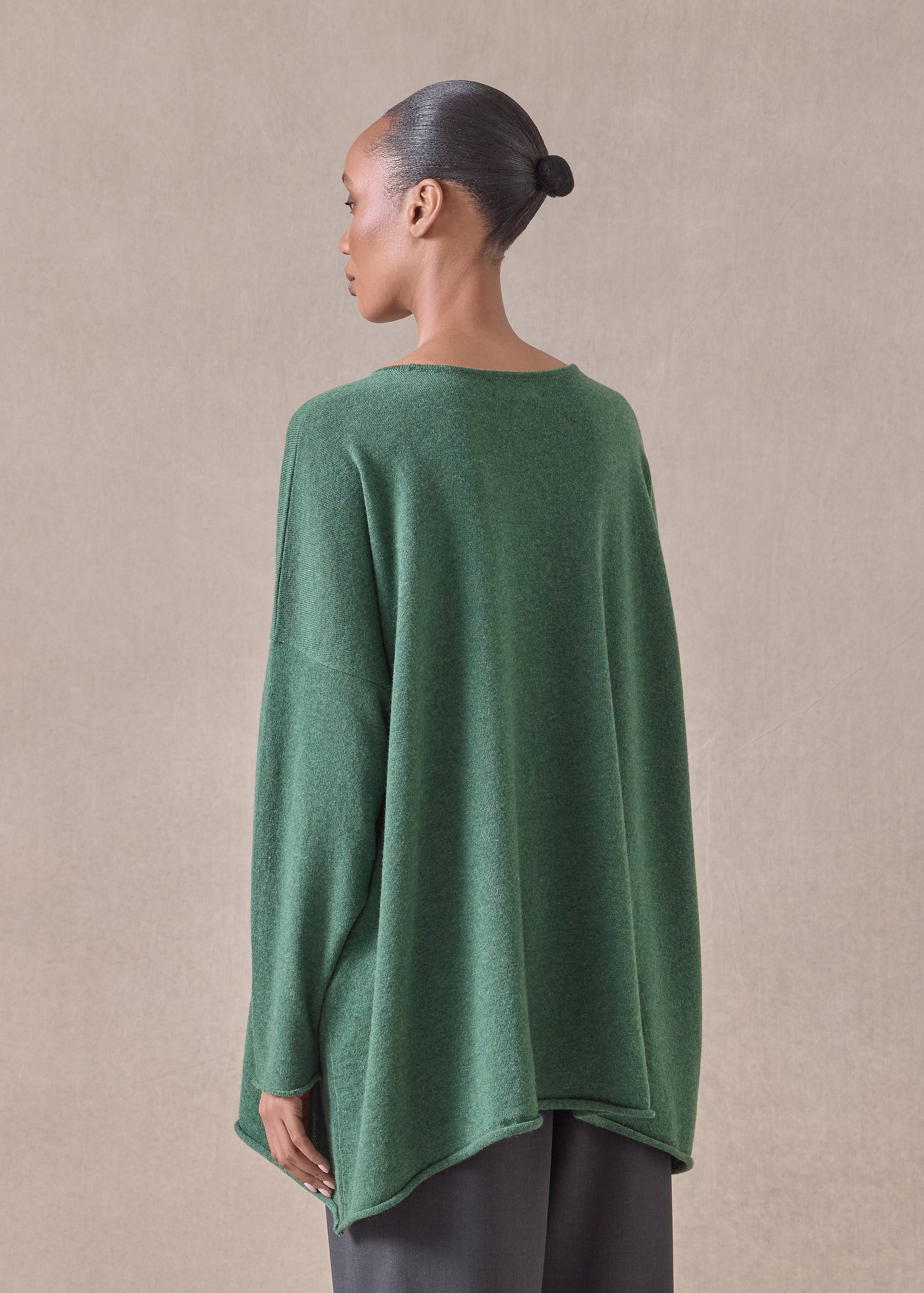 cashmere a-line bateau neck sweater - long