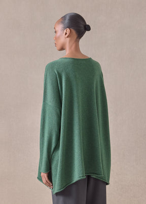 cashmere a-line bateau neck sweater - long