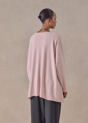cashmere a-line v-neck sweater - long