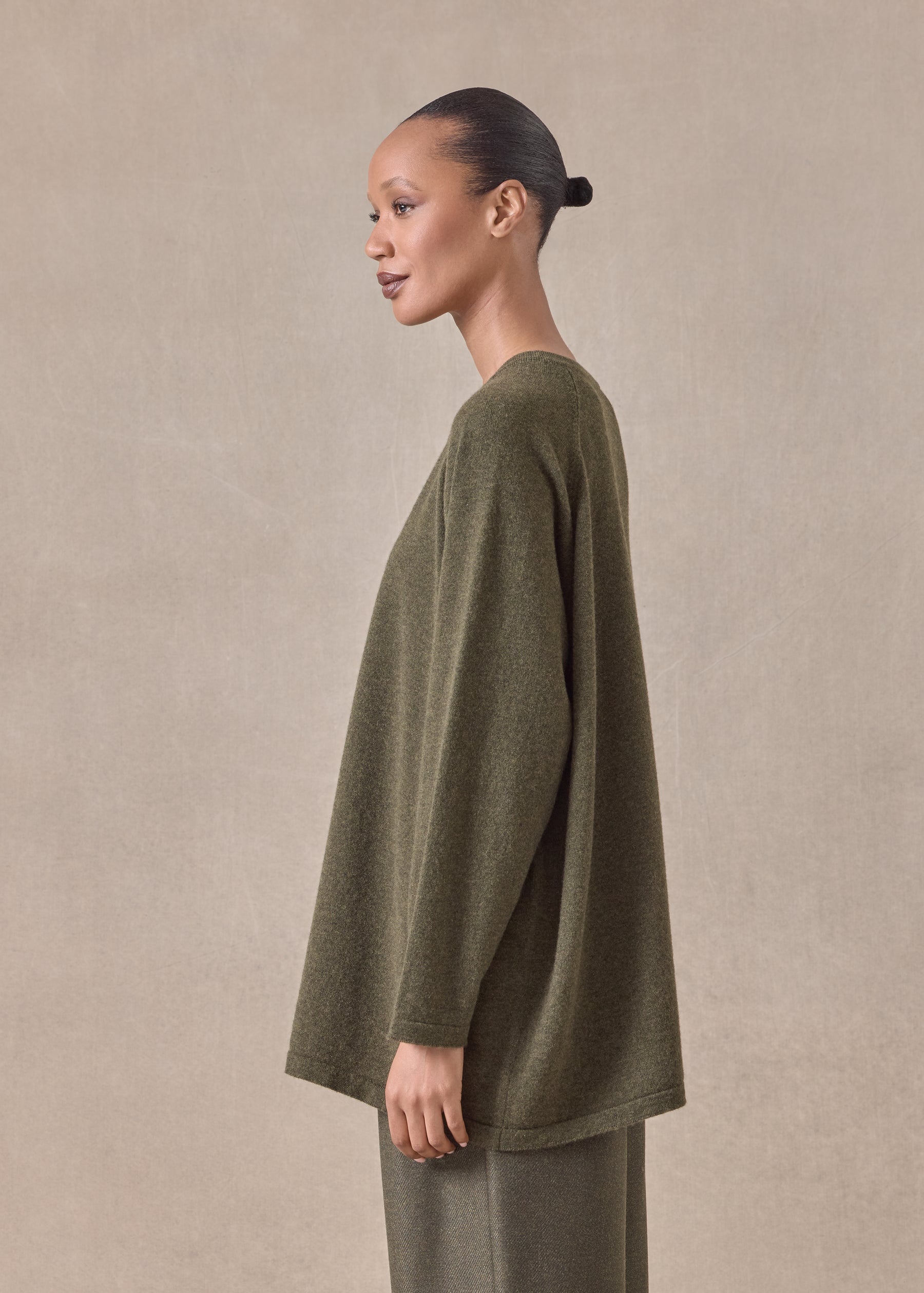 cashmere raglan sleeve round neck cardigan - long