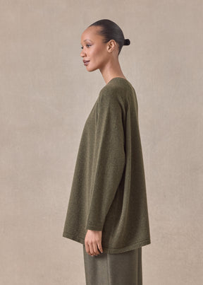 cashmere raglan sleeve round neck cardigan - long