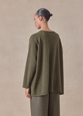 cashmere raglan sleeve round neck cardigan - long