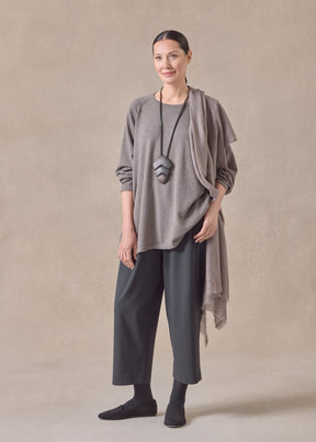 cashmere raglan sleeve round neck sweater - long