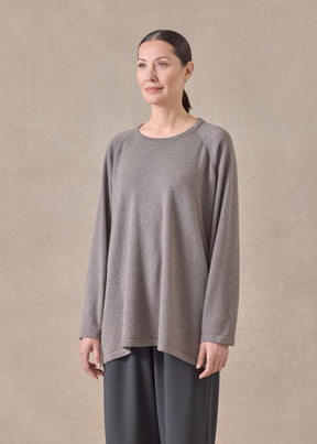 cashmere raglan sleeve round neck sweater - long