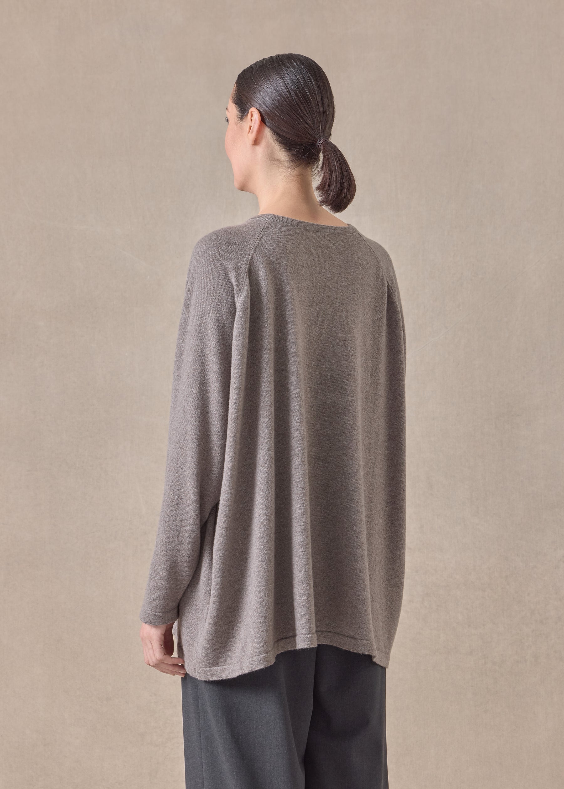 cashmere raglan sleeve round neck sweater - long