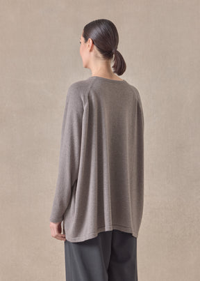 cashmere raglan sleeve round neck sweater - long