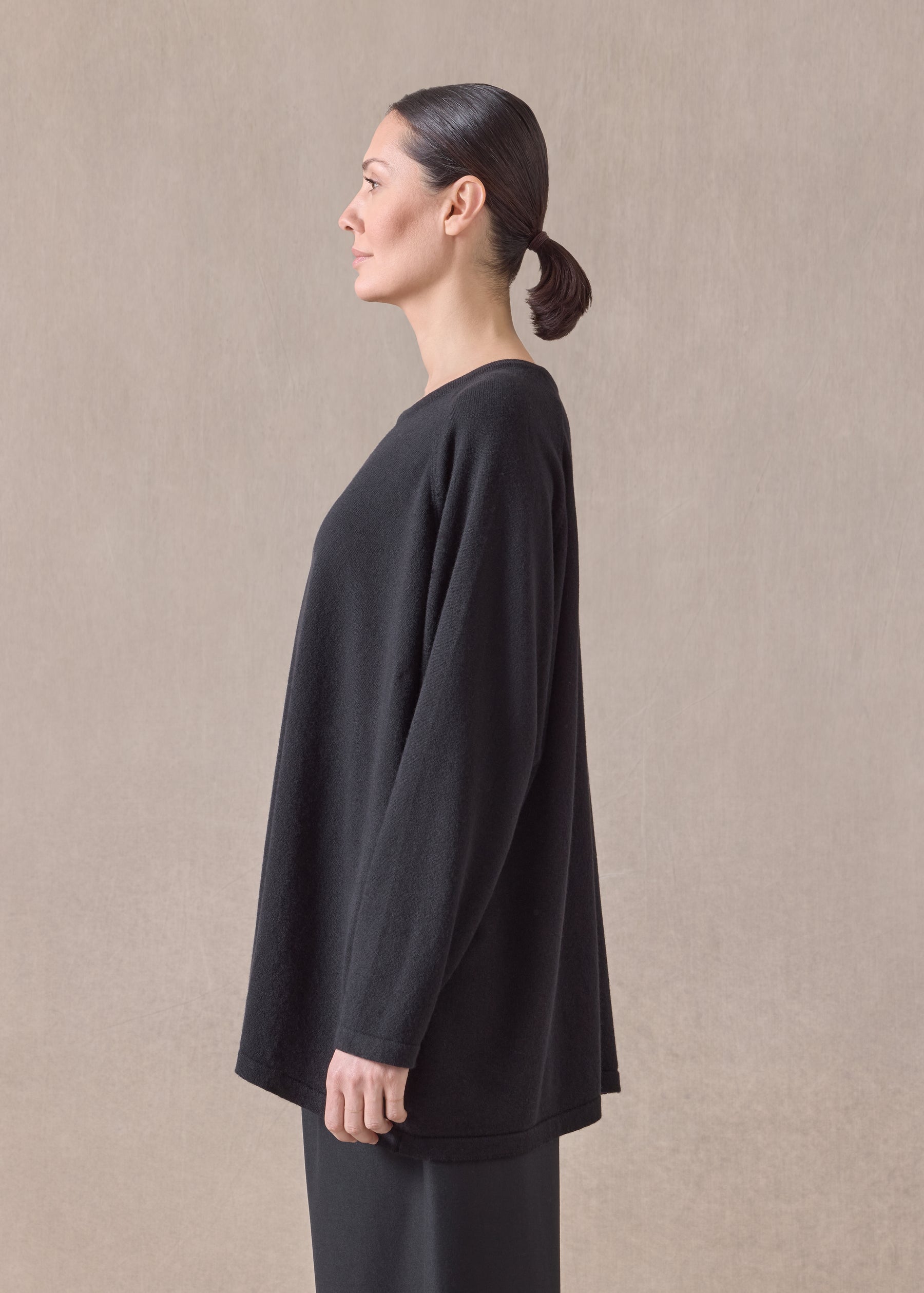 cashmere raglan sleeve round neck sweater - long