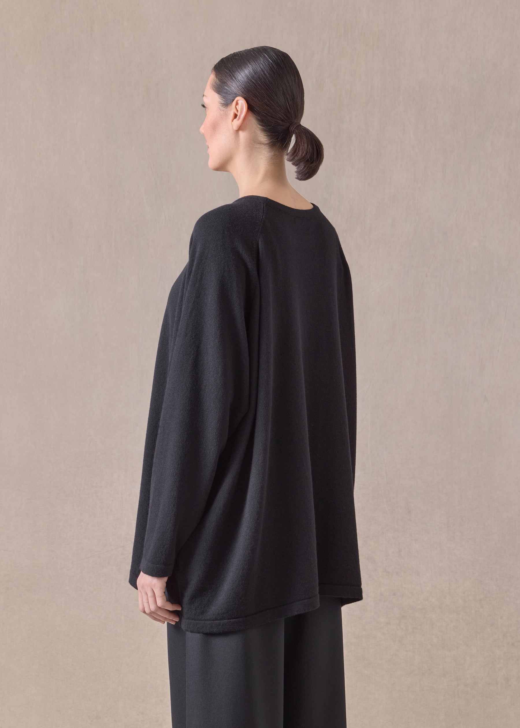 cashmere raglan sleeve round neck sweater - long