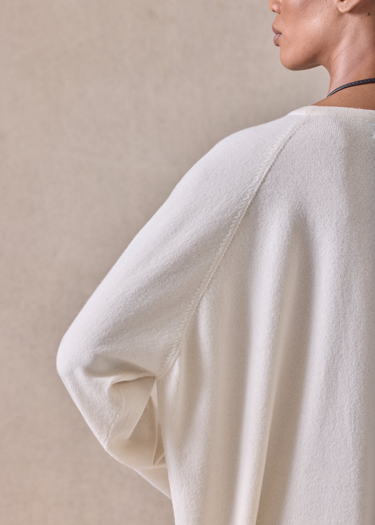 cashmere raglan sleeve round neck sweater - long