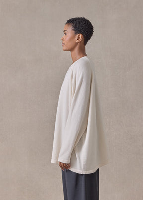 cashmere raglan sleeve round neck sweater - long (crème)