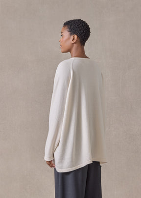 cashmere raglan sleeve round neck sweater - long (crème)