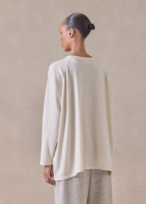 cashmere raglan sleeve round neck sweater - long