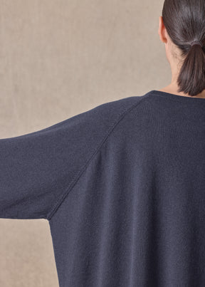 cashmere raglan sleeve round neck sweater - long