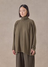 cashmere raglan sleeve scrunch neck sweater - long (antiquebronze)