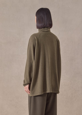 cashmere raglan sleeve scrunch neck sweater - long
