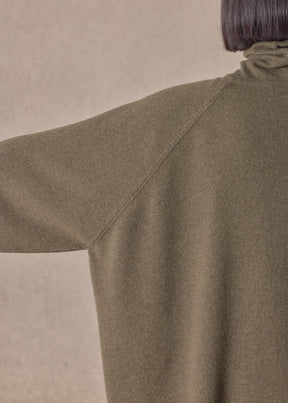 cashmere raglan sleeve scrunch neck sweater - long