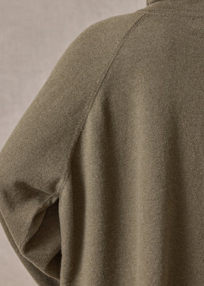 cashmere raglan sleeve scrunch neck sweater - long (antiquebronze)