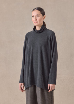 cashmere raglan sleeve scrunch neck sweater - long