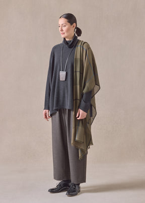 cashmere raglan sleeve scrunch neck sweater - long