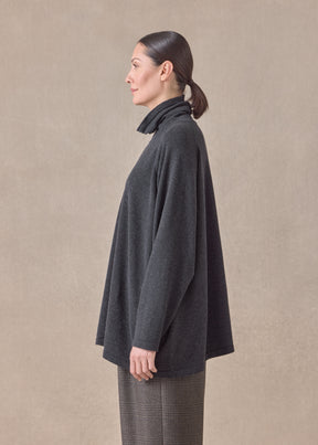 cashmere raglan sleeve scrunch neck sweater - long