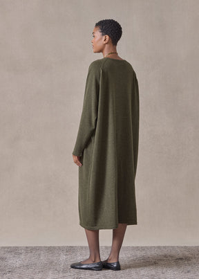 cashmere raglan sleeve round neck dress (mossbronze)