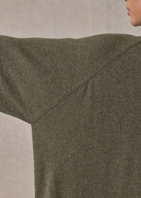 cashmere raglan sleeve round neck dress (mossbronze)