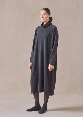 cashmere raglan sleeve scrunch neck dress