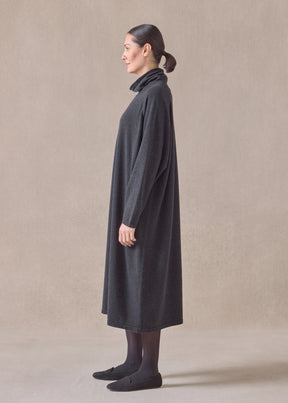 cashmere raglan sleeve scrunch neck dress