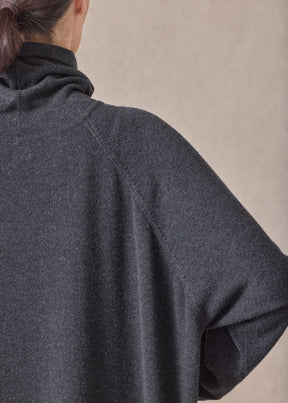 cashmere raglan sleeve scrunch neck dress