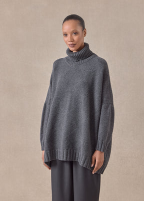 cashmere wide roll neck sweater - long