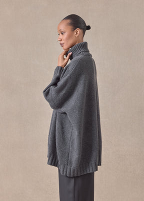 cashmere wide roll neck sweater - long