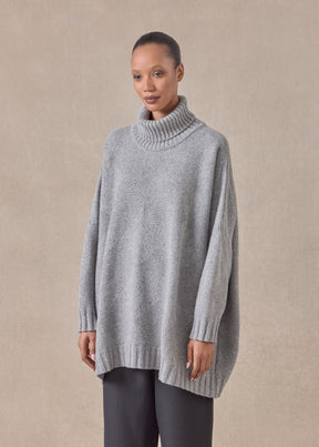 cashmere wide roll neck sweater - long