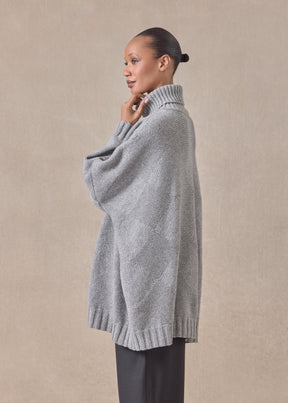 cashmere wide roll neck sweater - long