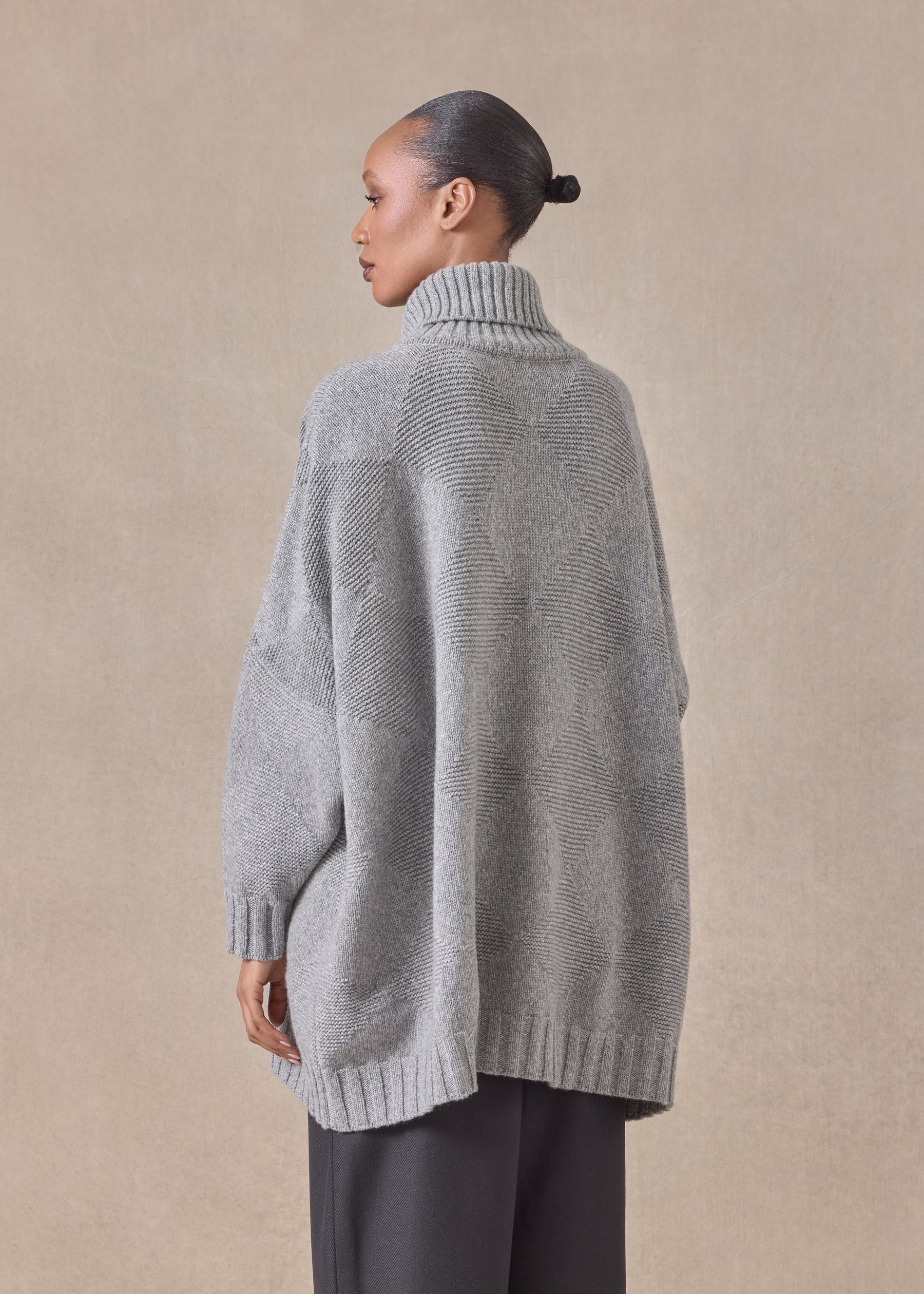 cashmere wide roll neck sweater - long