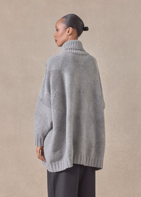 cashmere wide roll neck sweater - long
