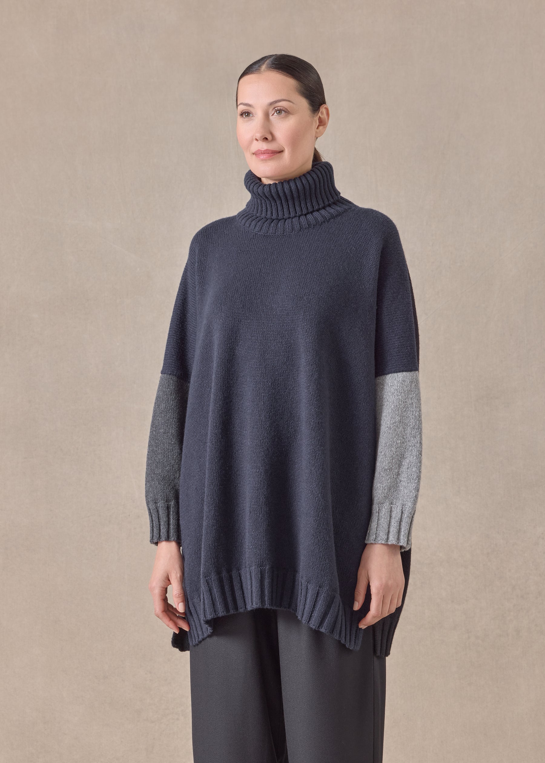 cashmere wide roll neck - long