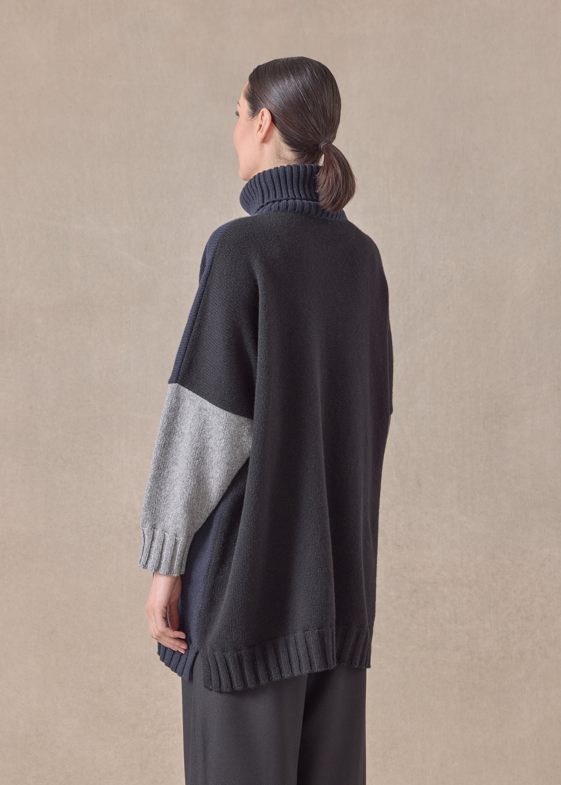 cashmere wide roll neck - long