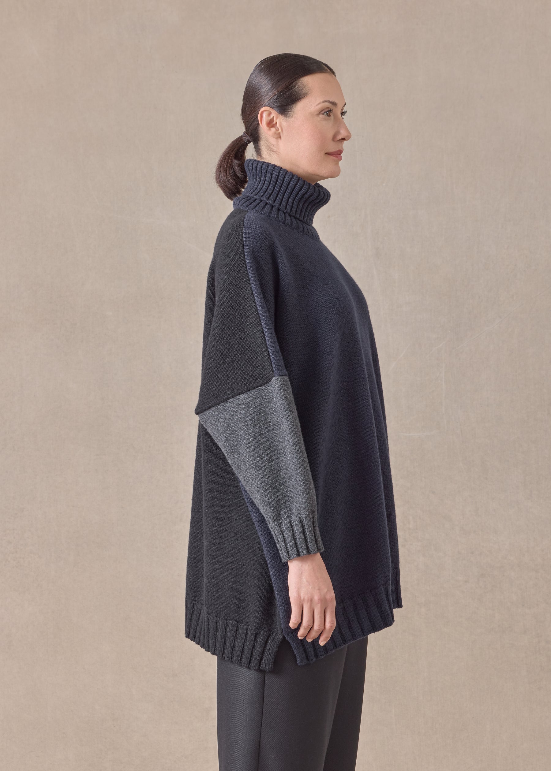 cashmere wide roll neck - long