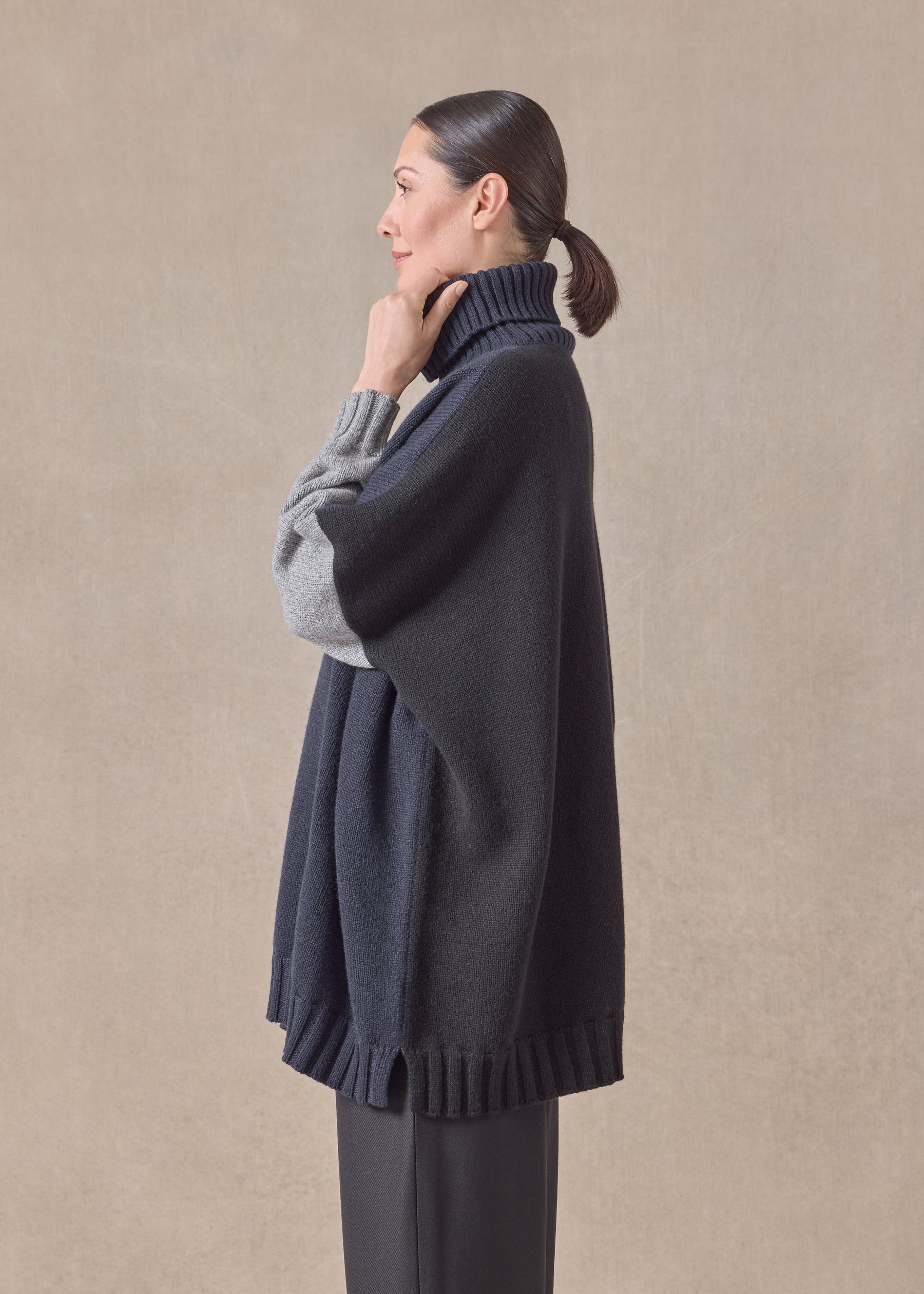 cashmere wide roll neck - long