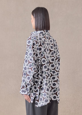 cotton wide longer back shirt with collar - mid plus