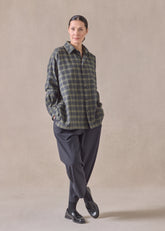 cotton slim a-line shirt with collar and stepped insert - long