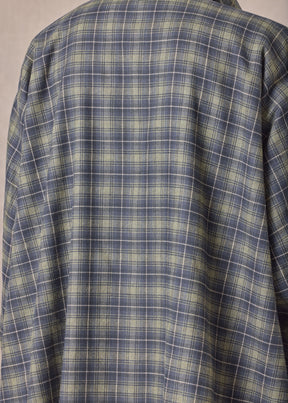 cotton wide longer back double stand collar shirt jacket - long