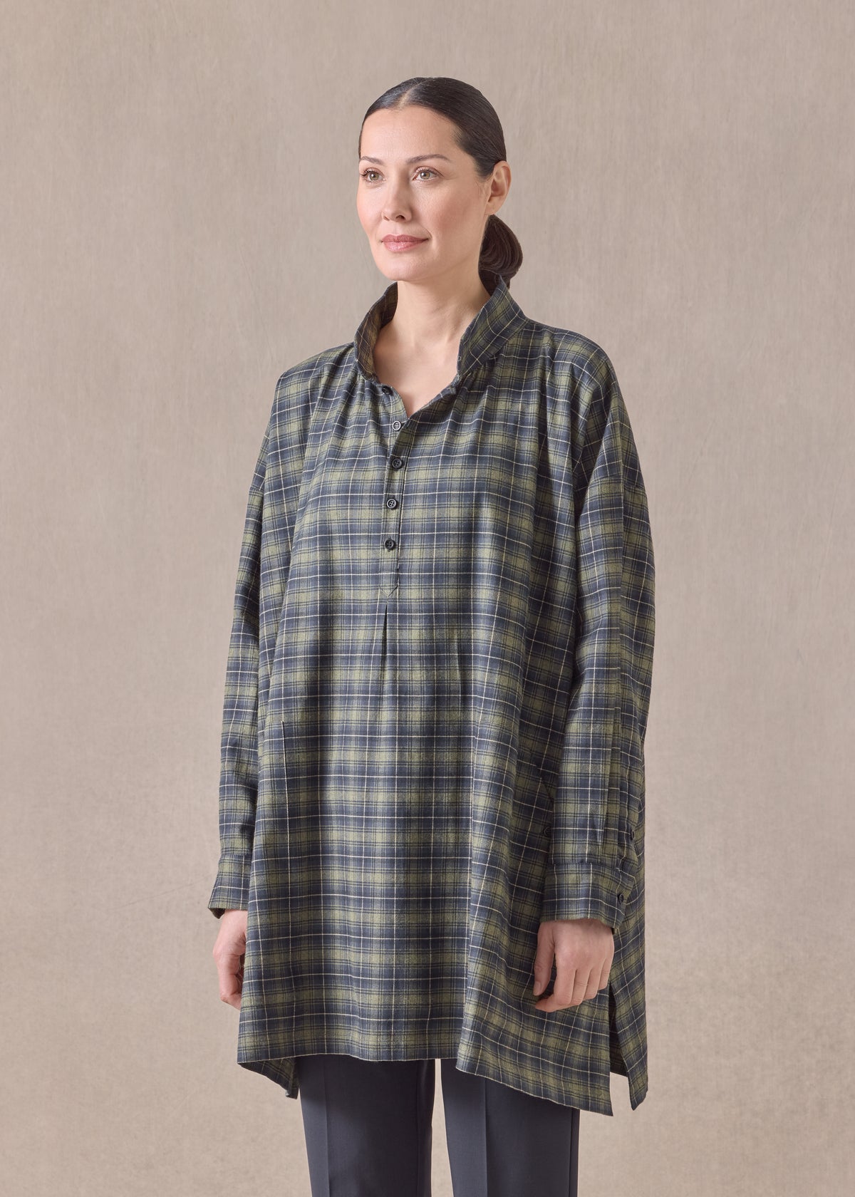 cotton wide a-line artists smock - long plus