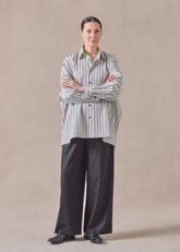 cotton wide longer back shirt with collar - long